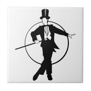 Azulejo De Cerâmica Deco de arte do Dancer Tuxedo Top Hat Cane 20