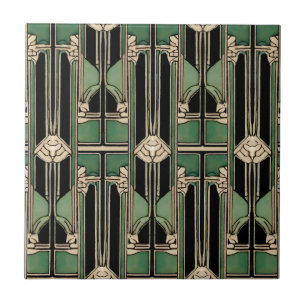 Azulejo De Cerâmica Deco de Arte Geométrica de Nouveau Verde