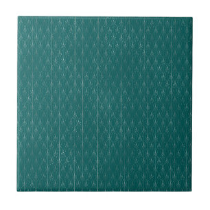 Azulejo De Cerâmica Deco de Arte Teal de Prata Minimalista