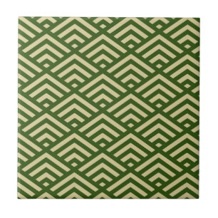 Azulejo De Cerâmica Deco de Arte Verde Escura - Padrão de Diamante Gra