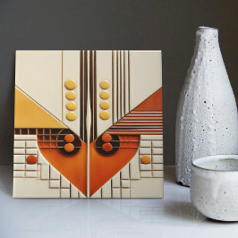 Azulejo De Cerâmica Deco de Simetria Geométrica do Século médio
