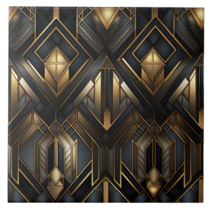 Azulejo De Cerâmica Deco Dourado e preto, Vista de paisagem urbana