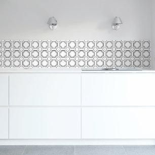 Azulejo De Cerâmica Deco Geométrico Simples, Preto-Branco