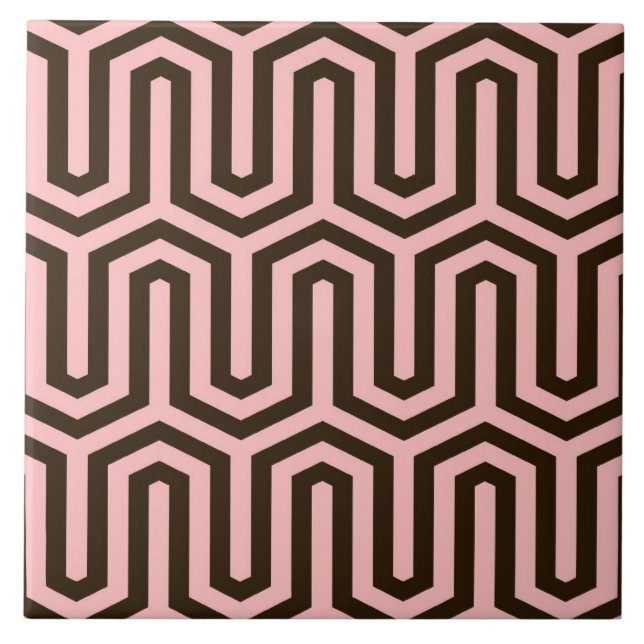 Azulejo De Cerâmica Deco motivo egípcio - rosa e chocolate (Frente)