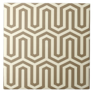 Azulejo De Cerâmica Deco motivo egípcio - taupe e creme