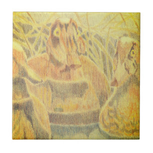 Azulejo De Cerâmica Decodificadores de Pato de Madeira