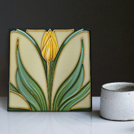 Azulejo De Cerâmica Decor de Arte de Nouveau de Parede Amarelo