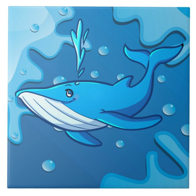 Azulejo De Cerâmica decor de baleia de praia fofo (Frente)