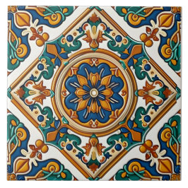 Azulejo De Cerâmica Decoração Amarelo Verde-Azul-Mediterrânica