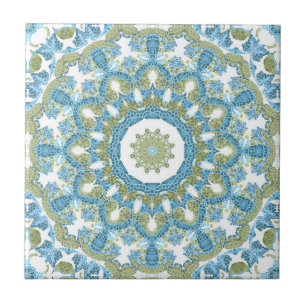 Azulejo De Cerâmica Decoração branca, verde, azul e sem costura,