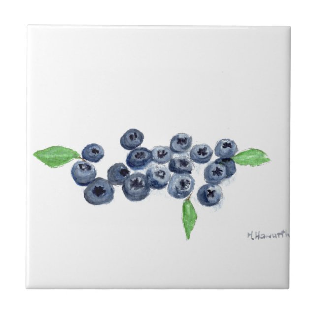 Azulejo De Cerâmica Decoração da cozinha da fruta Blueberry (Frente)