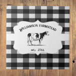Azulejo De Cerâmica Decoração da Xadrez de Buffalo Negro<br><div class="desc">Personalize um azulejo único com este Azulejo rústico de Decoração de Fazenda de Búfalo Negro. O azulejo design apresenta uma vaca fazenda em uma etiqueta elegante e texto personalizado para você personalizar com seu nome familiar contra um fundo padrão de gingham. Itens adicionais de decoração pessoal disponíveis com este design....</div>