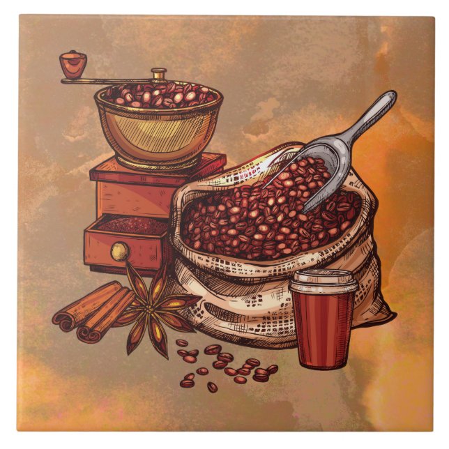 Azulejo De Cerâmica Decoração de café legal manchada (Frente)