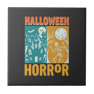 Azulejo De Cerâmica Decoração de Casa Assombrada de Halloween Lua Esqu