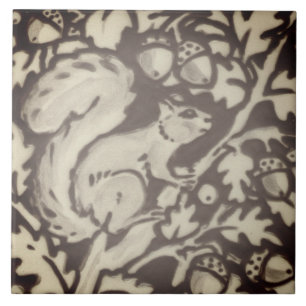 Azulejo De Cerâmica Decoração de Floresta Foliar Castanho Tan Floral