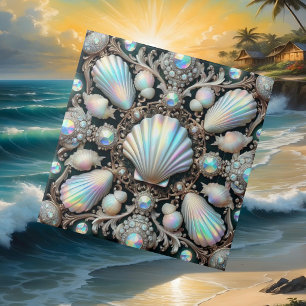 Azulejo De Cerâmica Decoração de Luxo à Beira-Mar Diamantes e Concha