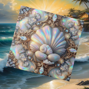 Azulejo De Cerâmica Decoração de Luxo à Beira-Mar   Diamantes e Concha