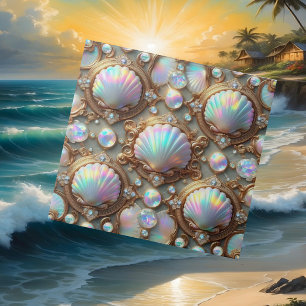 Azulejo De Cerâmica Decoração de Luxo à Beira-Mar Diamantes e Concha