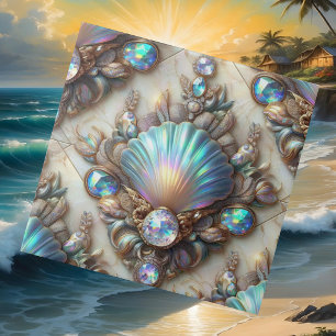 Azulejo De Cerâmica Decoração de Luxo à Beira-Mar Diamantes e Concha