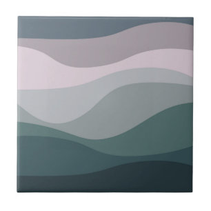 Azulejo De Cerâmica decoração de ondas retro roxas e turquesas