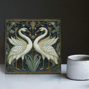 Azulejo De Cerâmica Decoração de parede de cisnes Art Deco Arte Nouvea