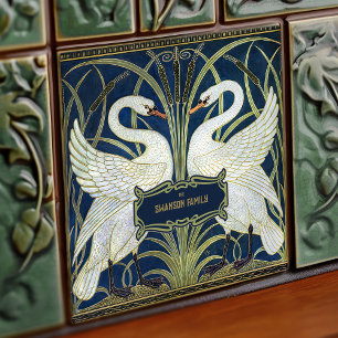 Azulejo De Cerâmica Decoração de parede de cisnes Art Déco Arte Nouvea