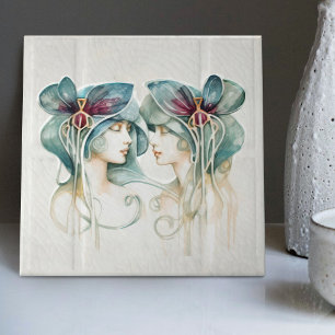 Azulejo De Cerâmica Decoração de parede de lírios roxos Art Déco Arte 