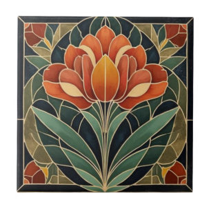 Azulejo De Cerâmica Decoração de parede floral abstrata Art Deco Macki