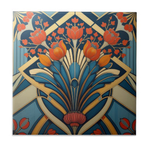 Azulejo De Cerâmica Decoração de parede floral abstrata Art Deco Macki