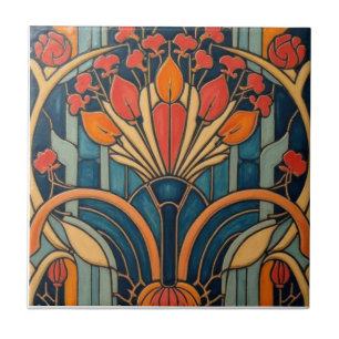 Azulejo De Cerâmica Decoração de parede floral abstrata Art Deco Macki