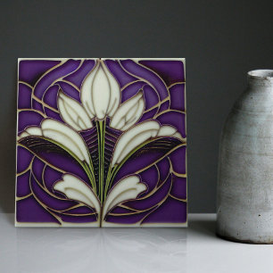 Azulejo De Cerâmica Decoração de parede floral Art Deco Arte Nouveau C