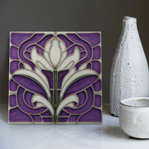Azulejo De Cerâmica Decoração de parede floral Art Deco Arte Nouveau T