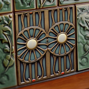 Azulejo De Cerâmica Decoração de parede floral Art Déco Daisies Arte N