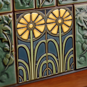 Azulejo De Cerâmica Decoração de parede floral Art Déco de girassóis A