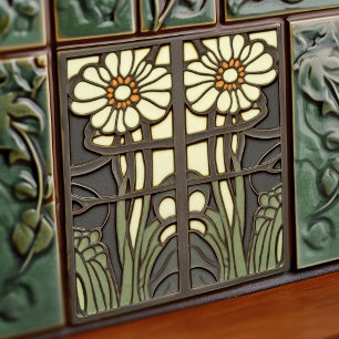 Azulejo De Cerâmica Decoração de parede floral Art Deco Primrose Arte