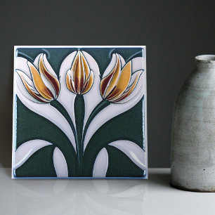 Azulejo De Cerâmica Decoração de parede floral tulipa Art Déco Art Nou