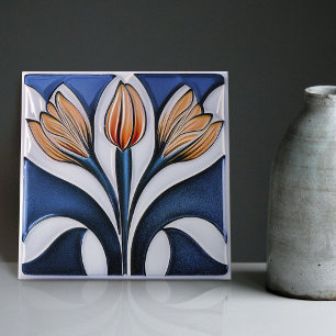 Azulejo De Cerâmica Decoração de parede floral tulipa Art Déco Art Nou