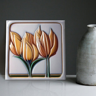 Azulejo De Cerâmica Decoração de parede floral tulipa Art Déco Art Nou