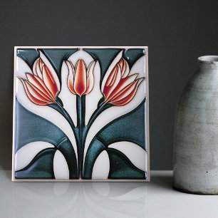 Azulejo De Cerâmica Decoração de parede floral tulipa Art Déco Arte No