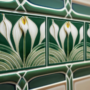Azulejo De Cerâmica Decoração de parede Lírio Arte Nova Arte Deco Azul