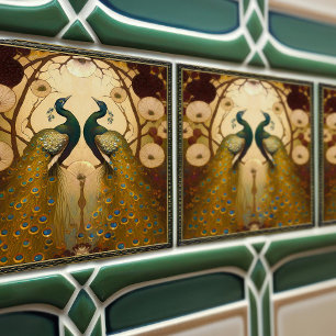 Azulejo De Cerâmica Decoração de parede Peacock Klimt Arte Impressioni