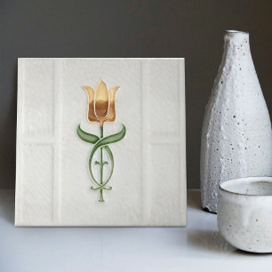 Azulejo De Cerâmica Decoração de Parede Tulipa Amarela Nouveau Arte De