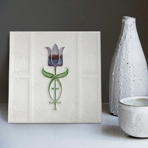 Azulejo De Cerâmica Decoração de Parede Tulipa Lavanda Arte Nouveau Ar