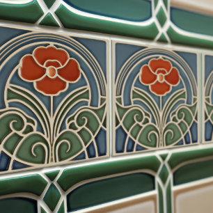 Azulejo De Cerâmica Decoração de Parede Tulipa Vermelha Art Nouveau Ar