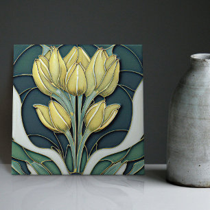 Azulejo De Cerâmica Decoração de parede Tulipas Art Déco Arte Nouveau