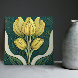 Azulejo De Cerâmica Decoração de Parede Tulipas Art Déco Arte Nova Cer