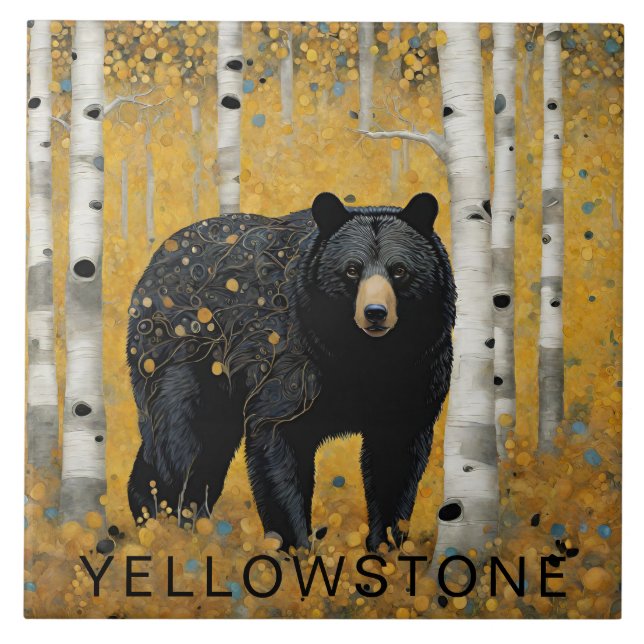 Azulejo De Cerâmica Decoração do Urso Preto do Yellowstone Personaliza (Frente)