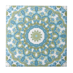 Azulejo De Cerâmica Decoração escura, verde, de cor azul, sem costur
