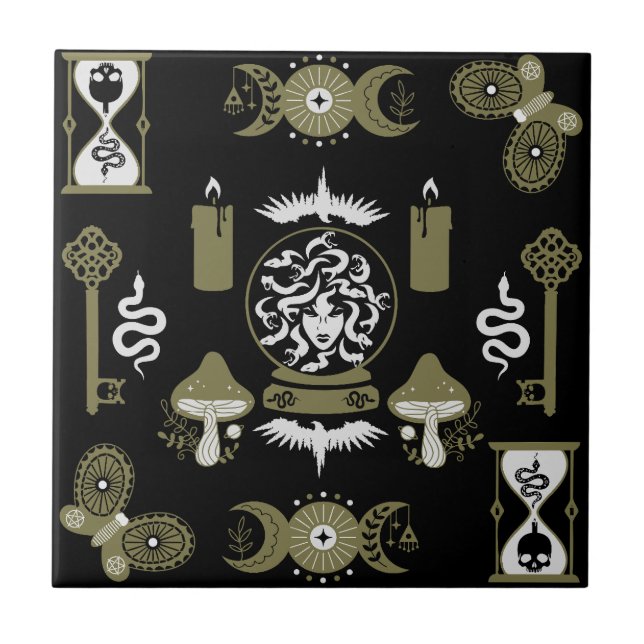 Azulejo De Cerâmica Decoração estética Witchcore (Frente)