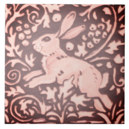 Azulejo De Cerâmica Decoração Floral de Coelho Rosa Borgonha Folhagem 